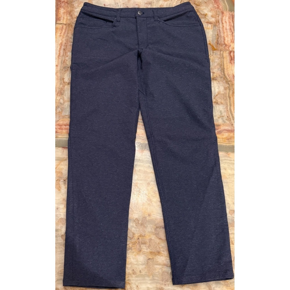 Lululemon Mens ABC Pant Heathered Navy Blue Travel Performance Casual Size 32